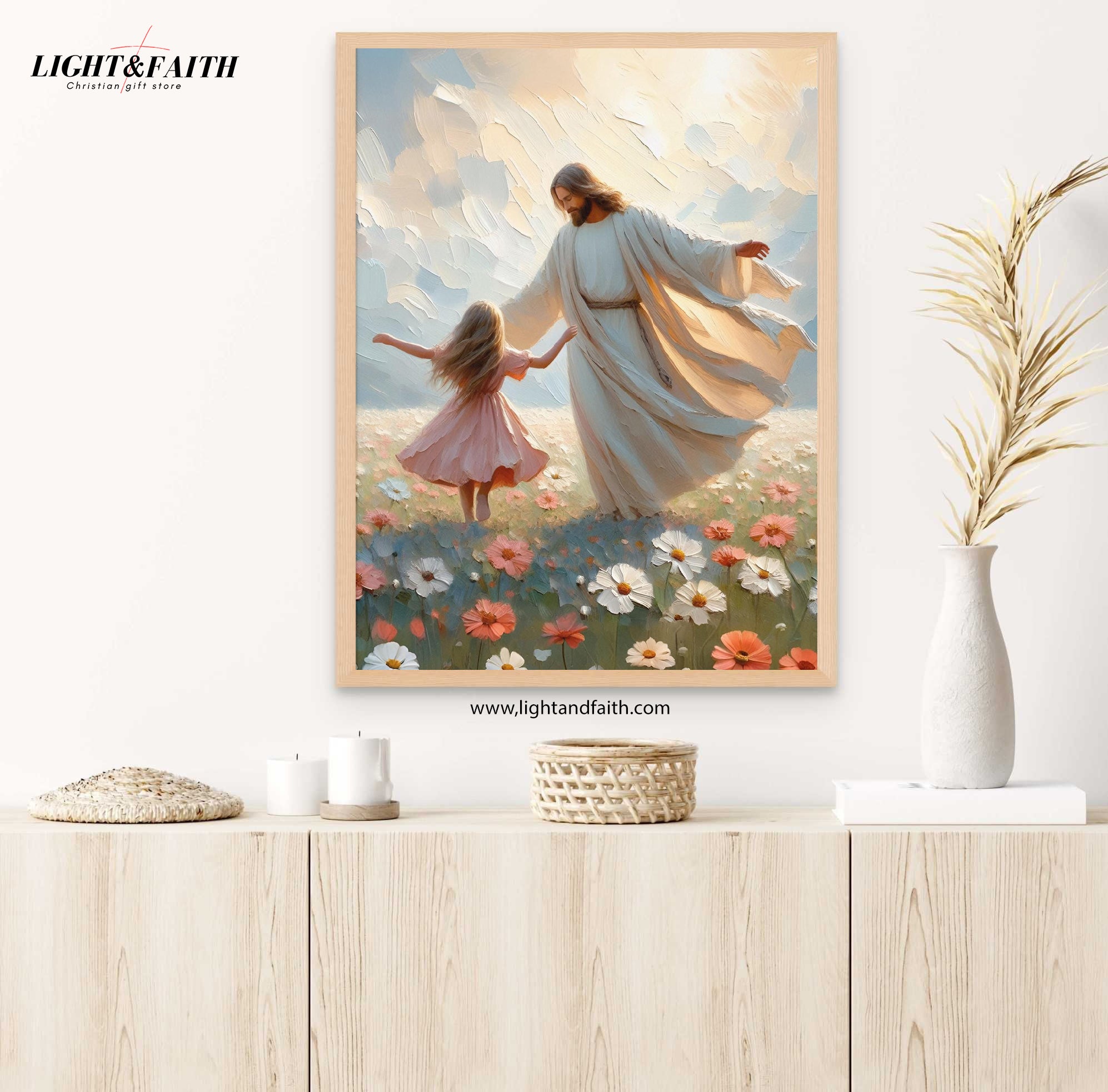 A Dance of Grace Poster, Jesus and Girl Dancing Poster, Little Girl LDS Art, Jesus with Children Poster, Kids Bible Art Poster